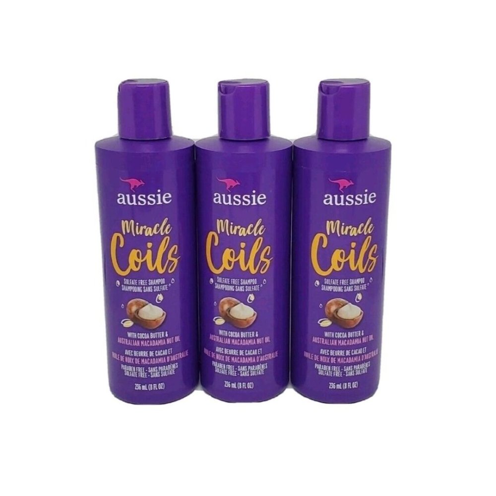 (3) Aussie Miracle Coils Sulfate Free Shampoo, 8 fl oz
